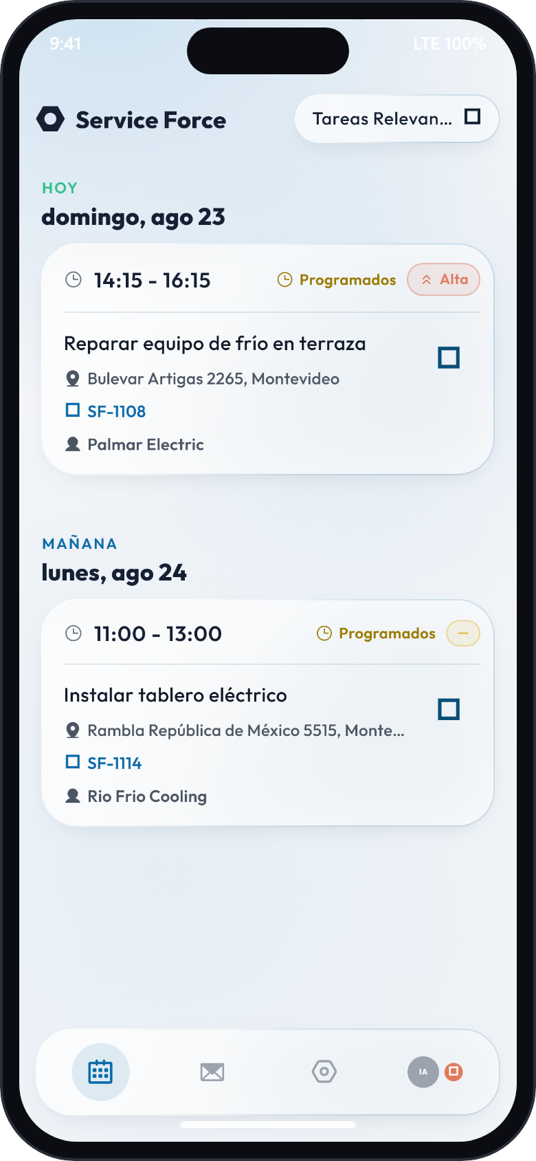 Aplicación móvil ServiceForce